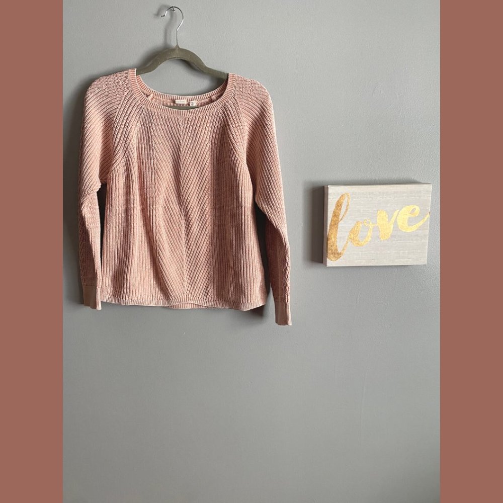 Gap | Light Pink Scoop Neck Cable Knit Sweater | Size: Medium, Med